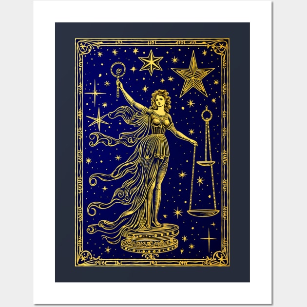 Beautiful Celestial Justice Tarot Card Art Tee: Divine Harmony Wall Art by TeeTrendz